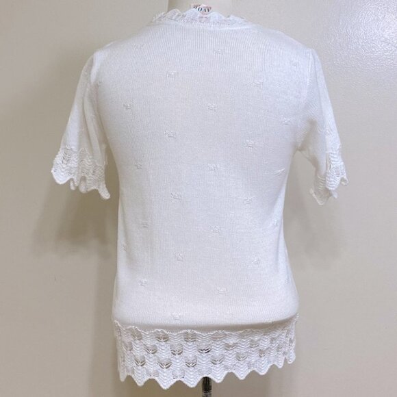 Vintage Avon White Short Sleeve Grandma Sweater XS - Picture 7 of 10